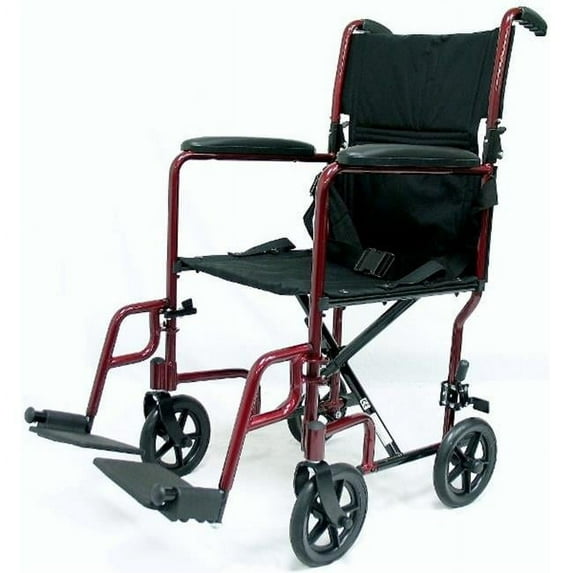 Karman Healthcare LT-2019-BD Transport Wheelchair-Burgundy