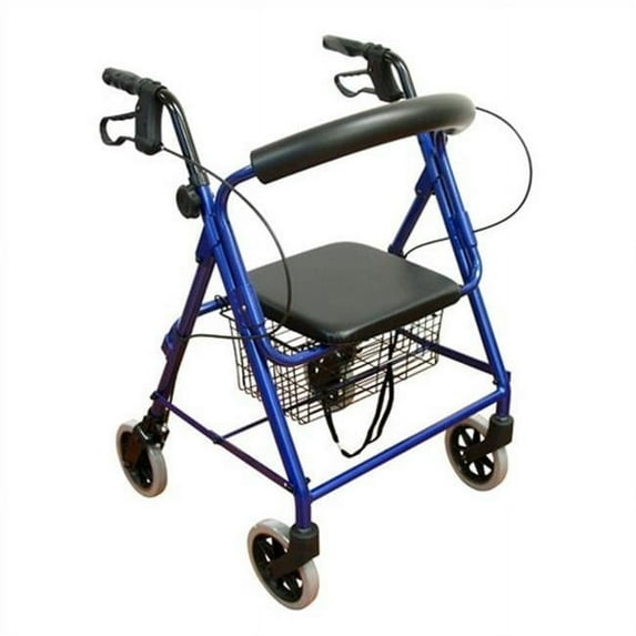 Karman Healthcare R-4100N-BL Aluminum Junior Rollator with Low Seat, Blue, 6" Casters