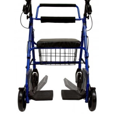 Karman Healthcare R-4602-T-BL Aluminum 2-in-1 Rollator/Transport, Blue, 8 Inches Casters
