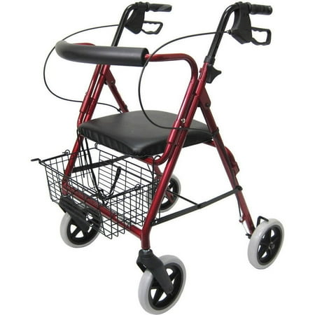 Karman Healthcare R-4608 Aluminum Rollator, Burgundy, 8" Casters