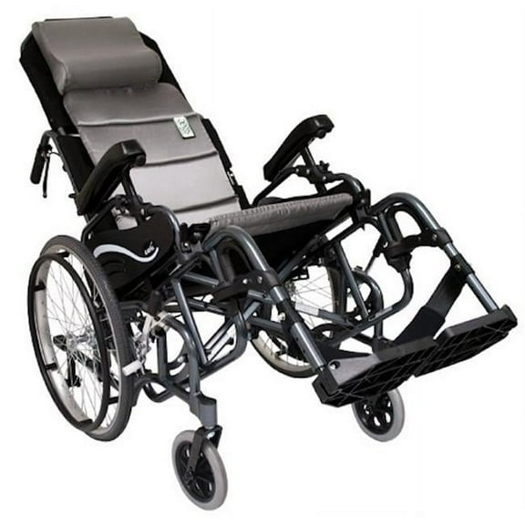 Karman Healthcare  VIP515 18 in. seat Tilt in Space Lightweight Reclining Wheelchair with 20 in. inch Rear Wheels and Elevating Legrest
