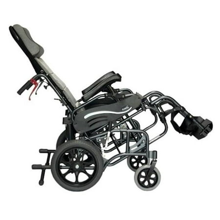 Karman Healthcare VIP515TP-18-E VIP515 18 in. seat Tilt in Space Reclining Transport Wheelchair with Elevating Legrest