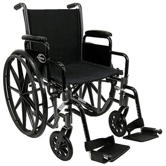 Karman LT-700T 18 Inch Lightweight Deluxe Wheelchair with Flip Back and Detac...