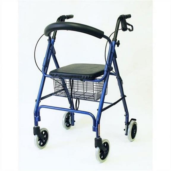 Karman R-4608 Lightweight Rollator with 8" Wheels, Loop Brakes, Padded Backrest and Seat, Blue