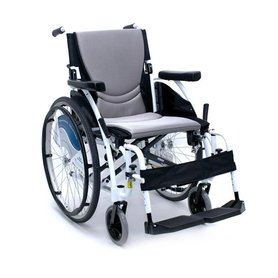 Karman S-115 Ergonomic Ultra Lightweight Manual Wheelchair, Alpine White, 18" Seat Width