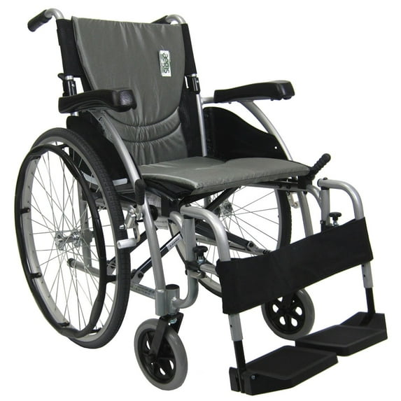 Karman S-115 Ergonomic Ultra Lightweight Manual Wheelchair, Pearl Silver, 18" Seat Width