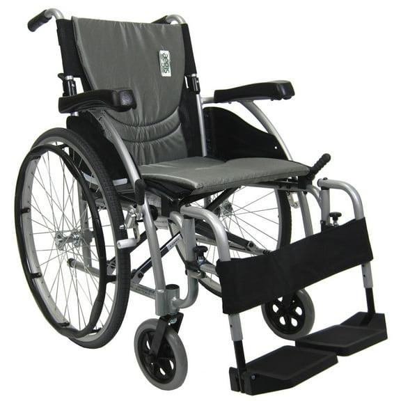 Karman S-115 Ergonomic Ultra Lightweight Manual Wheelchair with Quick Release Axles, Pearl Silver, 16" Seat Width