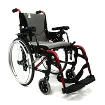 Karman S-305 Ergonomic Ultra Lightweight Manual Wheelchair with Quick Release Axles, Rose Red, 18" Seat Width