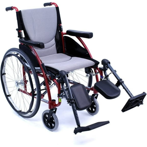 Karman S-ERGO115F20R-E Wheelchair with Elevating Legrest, Rose Red, 20" x 17", 25 Pound