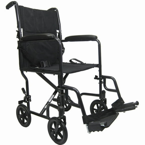 Karman Healthcare T-2019 19" seat 23 lbs. Steel Transport Chair with Removable Footrest
