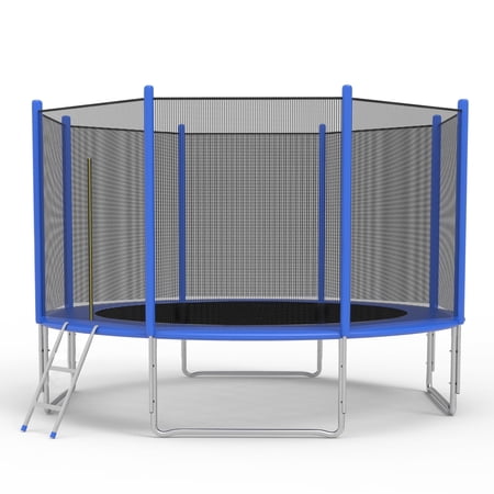 KARMAS PRODUCT 12FT Trampoline for Kids - Outdoor Recreational Trampoline with Safety Enclosure Net & Spring Pad and Ladder - Backyard Jumping Family Fun