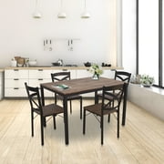 Karmas Product 5 Piece Dining Table Set for 4 Chairs Wood and Metal Kitchen Table Modern and Sleek Dinette