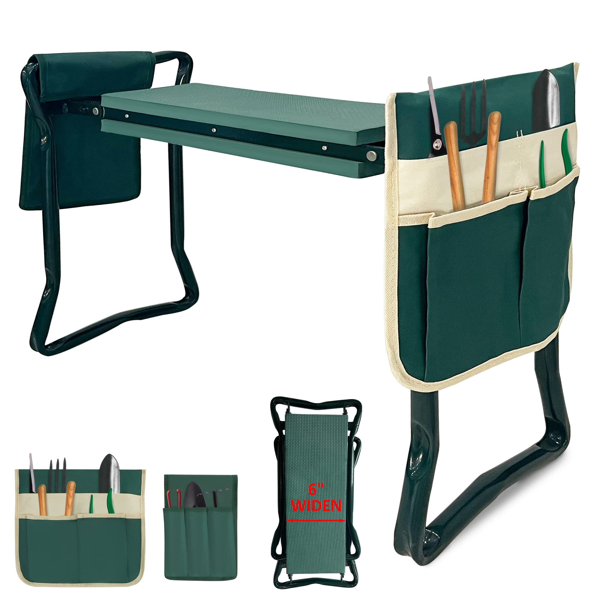 Knee Pads SONGMICS Garden Kneeler Seat With EVA Foam Pad & Tool Pouch ...