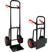 Karmas Product Heavy Duty Hand Truck with Telescope Handle, High Strength Iron Dolly Cart for Moving, 440 Pound Capacity Trolley Cart with 9.4'' PU Wheels for Indoor Outdoor Moving Travel,Black
