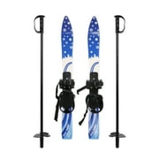 Karmas Product Kids Skis and Poles with Bindings for Age 2-4 Beginner Snow Skis 27 inches, Blue