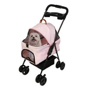 Karmas Product Pink Dog Stroller for Dogs and Cats, Lightweight, Portable, Medium, Small