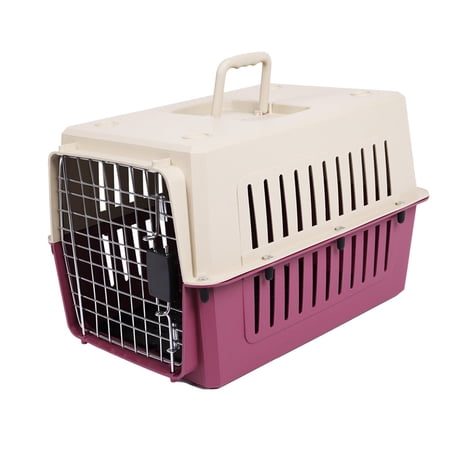 Karmas Product Portable Airline Approved Pet Crate, Outdoor Cage Carrier Suitable for Dogs Cats Rabbits, Medium Pets, Red