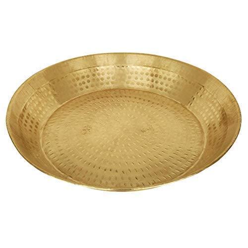 Karmbhumi Brass Handmade Parat Platter (Brass, 16x3.5 Inch)