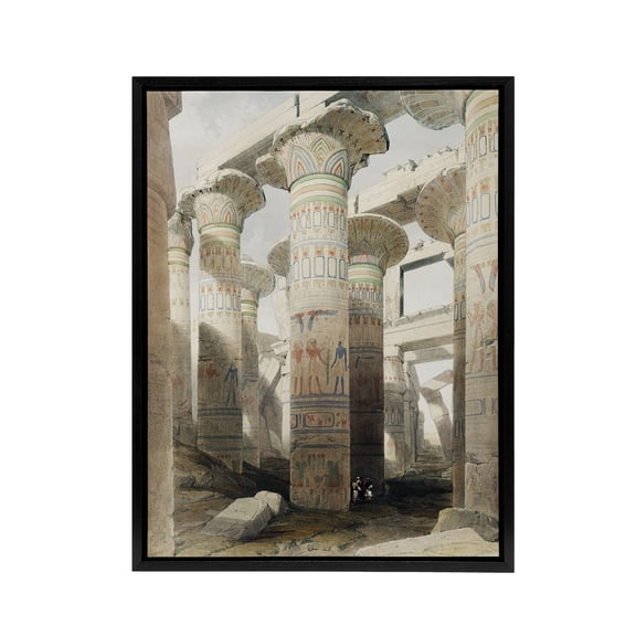 Karnak Temple Great Hypostyle Hall Roberts Black Framed Canvas Wall Art 12X16"