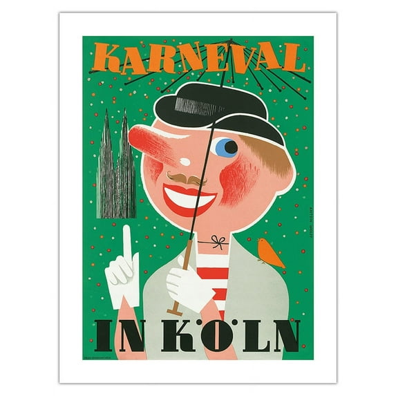 Karneval In Koln (Carnival In Cologne) Germany - Vintage Carnival Poster by Anton Wolff 1950 - Bamboo Fine Art 290gsm Paper Print (Unframed) 18x24in