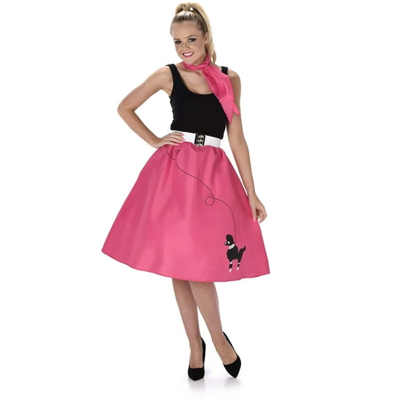 Karnival Costumes 50s Style Dark Pink Poodle Skirt And Necktie Women's Costume X-Large 18-20