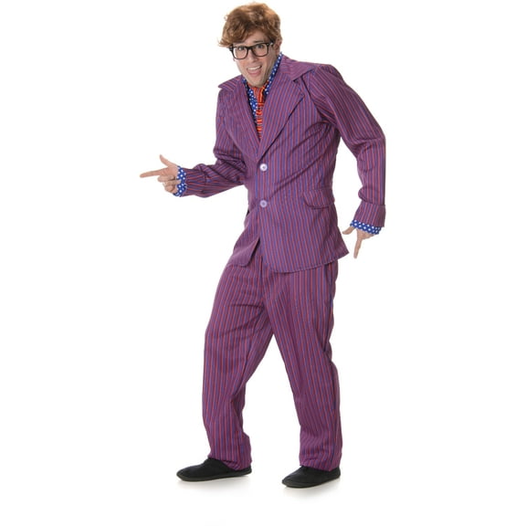 60s Secret Agent Purple Spy Men's Costume Small 34-36