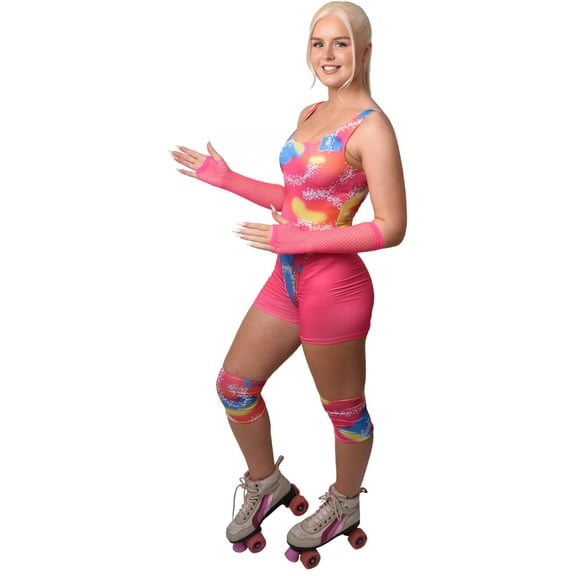 80s Pink Fashion Doll Beach Rollerblading Suit Women's Costume Small 6-8