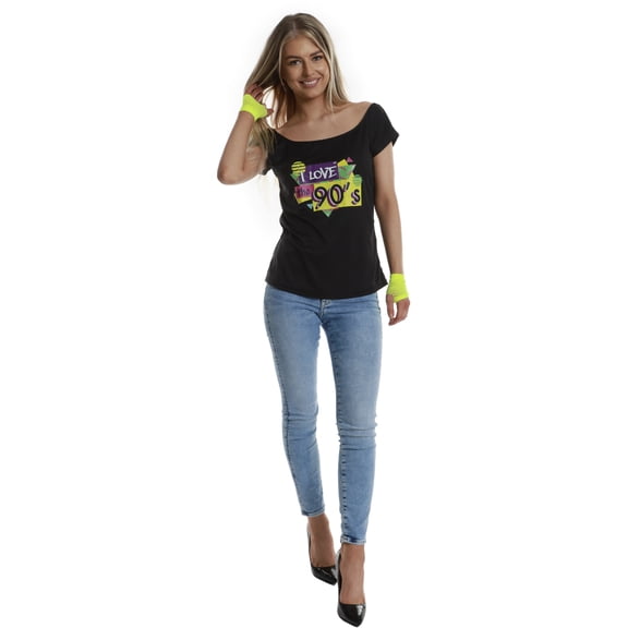 Karnival Costumes I Love The 90s Women's Costume Black Shirt Large 14-16