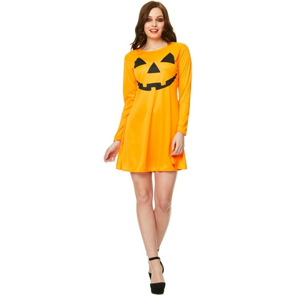 Pumpkin Face Dress Women's Costume Large 14-16