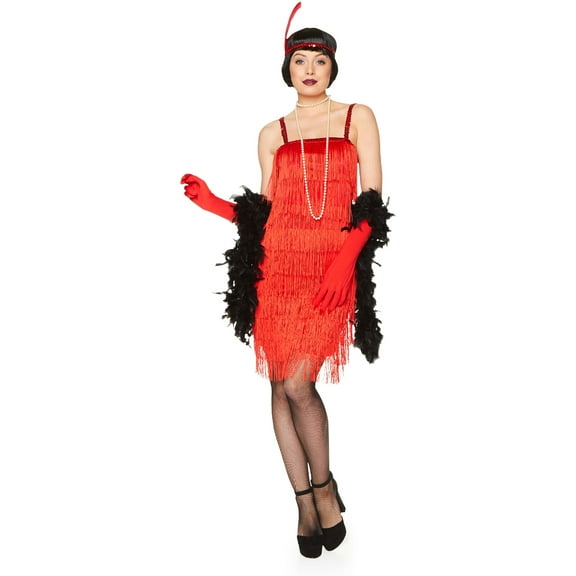 Karnival Costumes Roaring 20s 1920 Red Flapper Dress Women's Costume Small 6-8