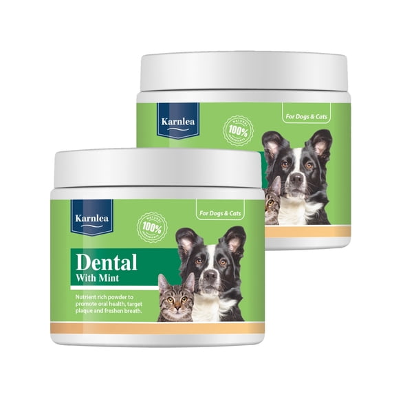 Karnlea Dental with Mint Topper for Dogs & Cats, Daily Dental Support Supplement, 7 oz (2 Pack)