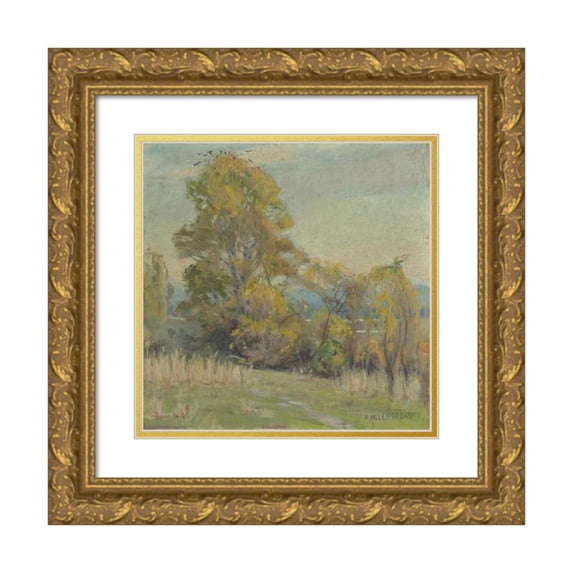 Karol Miloslav Lehotský 15x15 Gold Ornate Wood Frame and Double Matted Museum Art Print Titled - Autumn Landscape (1900-1910)