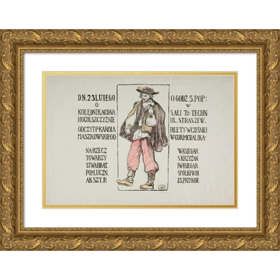 Karol Zyndram Maszkowski 14x11 Gold Ornate Wood Frame and Double Matted Museum Art Print Titled - About Carollers in the Hutsul Region (1900)