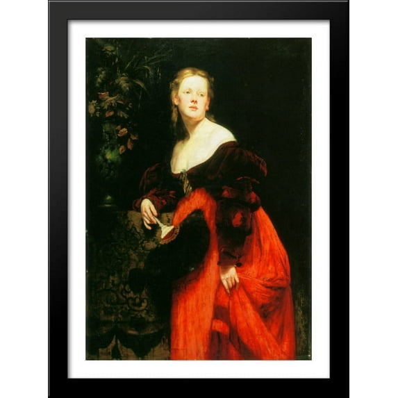 Karoline Gomperz 28x38 Large Black Wood Framed Print Art by Hans Makart