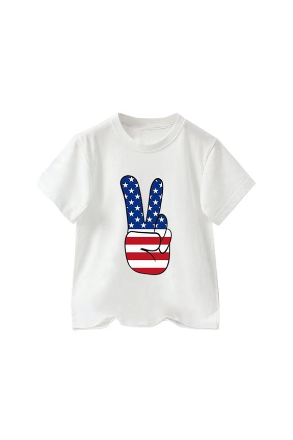4th Of July Tops for Toddler Boy Toddler American Flag Tshirt for Boys Girls Patriotic Tops Kids 4th of July Outfits Tee USA Short Seleve White Size,2-3 Years