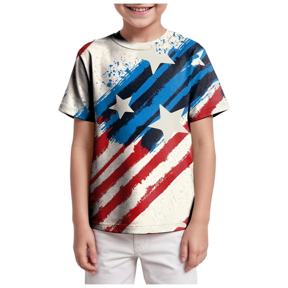 Karoyedx American Flag Toddler Shirt Boys Girls Shirts 4th of July Independence Day Flag Print Summer Clothes Kids Tees Watermelon Red Size,4-5 Years