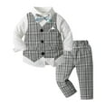 thumbnail image 1 of Karoyedx Baby Boy Dress Outfit Baby Boys Formal Wedding Outfits Toddler Gentleman Bowtie Vest Guest Suits Dress Shirt Pants Set Grey Size,7-8 Years, 1 of 4