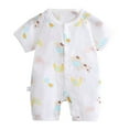 thumbnail image 1 of Karoyedx Baby Boy Spring Clothes Newborn Infant Baby Boy Girl Clothes Print Short Sleeve Jumpsuit One Piece Romper Bodysuit Outfit Pink Size,12-18 Months, 1 of 5