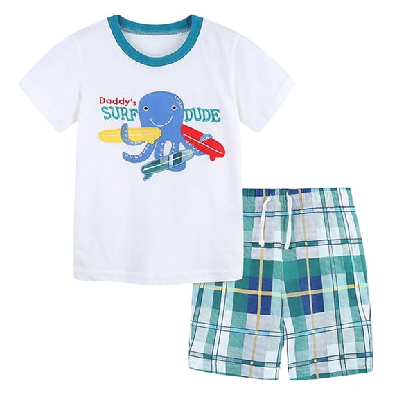 Karoyedx Baby Boy Summer Clothes Toddler Baby Boy Summer Clothes Letter T Shirt Elastic Waist Pockets Shorts Set 2 Piece Outfit White Size,3-4 Years