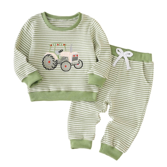 Karoyedx Baby Boys' Clothing Sets Toddler Baby Boys Long Sleeve Sweatshirt+ Solid Pants Fall Winter 2PCS Clothes Set AG Size,12-18 Months