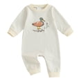thumbnail image 1 of Karoyedx Baby Boys Winter Clothes Baby Boy Girl Jumpsuit Print Newborn Infant Fall Romper Long Sleeve Crew Neck Waffle Jumpsuits Spring Clothes White Size,3-6 Months, 1 of 7