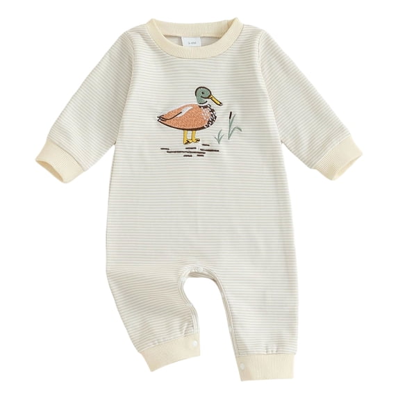 Karoyedx Baby Boys Winter Clothes Baby Boy Girl Jumpsuit Print Newborn Infant Fall Romper Long Sleeve Crew Neck Waffle Jumpsuits Spring Clothes White Size,3-6 Months
