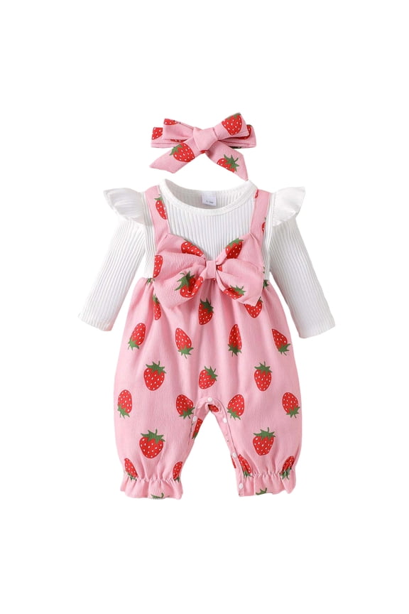 Baby Clothes Unisex Baby Girl Clothes Newborn Infant Floral Bow Long Sleeve Romper Jumpsuit Fall Winter Clothes Outfit Pink Size,1-3 Months