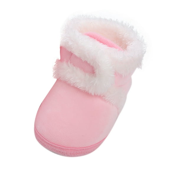Karoyedx Baby Cowboy Boots Toddler Slippers Girl Boy House Shoes Fuzzy Hard Bottom Winter Boots Baby Cozy Walking Sock Shoes Pink Size,5