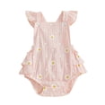 thumbnail image 1 of Karoyedx Baby Girl Dress Baby Girl Boy Summer Cotton Linen Romper Clothes Basic Plain Ruffle Sleeveless Comfy Rompers Newborn Tops Red Size,12-18 Months, 1 of 8