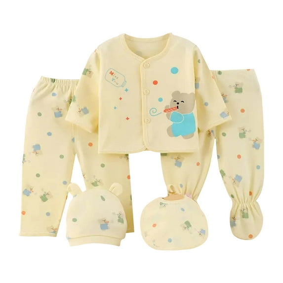 Karoyedx Baby Girl Layette Set New Born Clothes Cotton Layette Gift Set Unisex Baby Outfit and Accessories Newborn Must Haves Yellow Size,0-3 Months