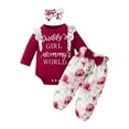 thumbnail image 1 of Karoyedx Baby Girl Outfit Toddler Baby Girl Clothes Cute Long Sleeve Ruffle Tops Pants Headband Outfits Set Wine Size,0-3 Months, 1 of 6