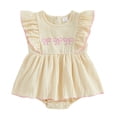 thumbnail image 1 of Karoyedx Baby Girl Spring Rompers Baby Girl Boy Summer Cotton Linen Romper Clothes Ruffle Sleeveless Comfy Rompers Newborn Tops Light Yellow Size,12-18 Months, 1 of 8