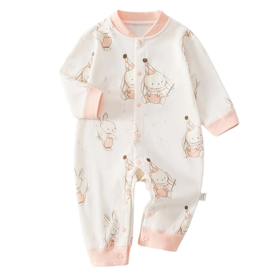 Karoyedx Baby Girls Winter Rompers Baby Girl Boy Clothes Long Sleeve Romper One Piece Jumpsuit First Birthday Outfit Spring Fall Winter Pink Size,9-12 Months