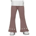 thumbnail image 1 of Karoyedx Baby Pants Girl's Leggings Cross High Waisted Flare Pants Solid Color Fashion Full Length Bell Bottoms Coffee Size,8-9 Years, 1 of 7